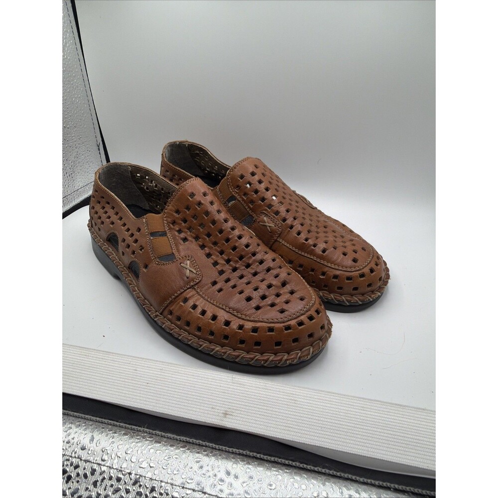 Rieker Antistress Women’s Brown Leather Perforated Slip On‎ Loafers Size 36